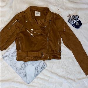 Suede classy biker jacket -Carmel brown